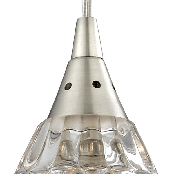 Kersey 1-Light Mini Pendant In Satin Nickel With Clear Crystal